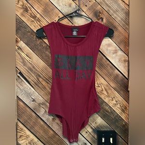 Burgundy/Maroon Graphic Bodysuit